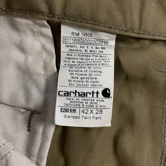 Carhartt Blended Twill Pant Men's 42 x 28 Work B290 KHI - Picture 8 of 13